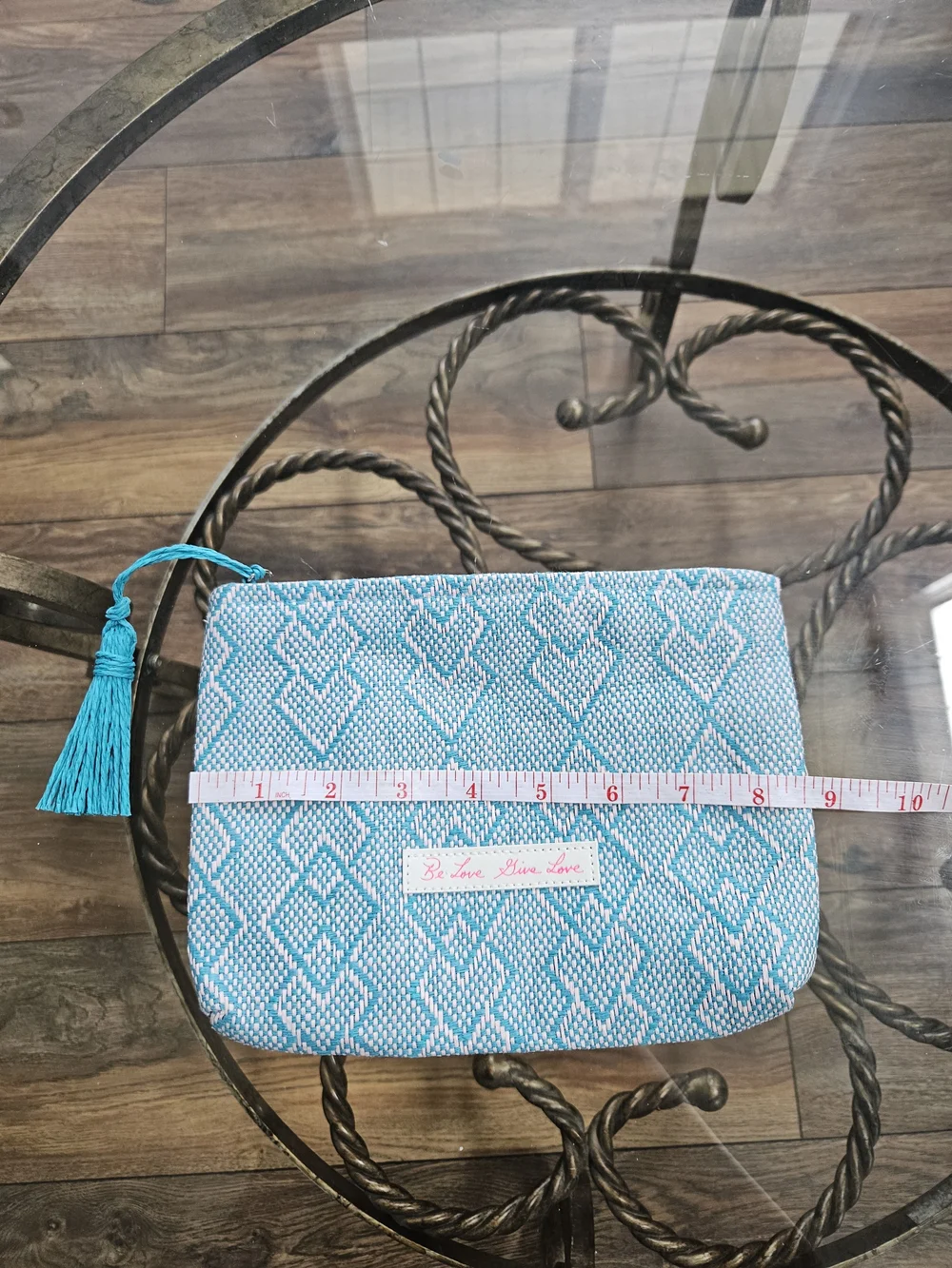 *NWOT* JOSIE MARAN Turquoise Woven Tassel Cosmetic Pouch